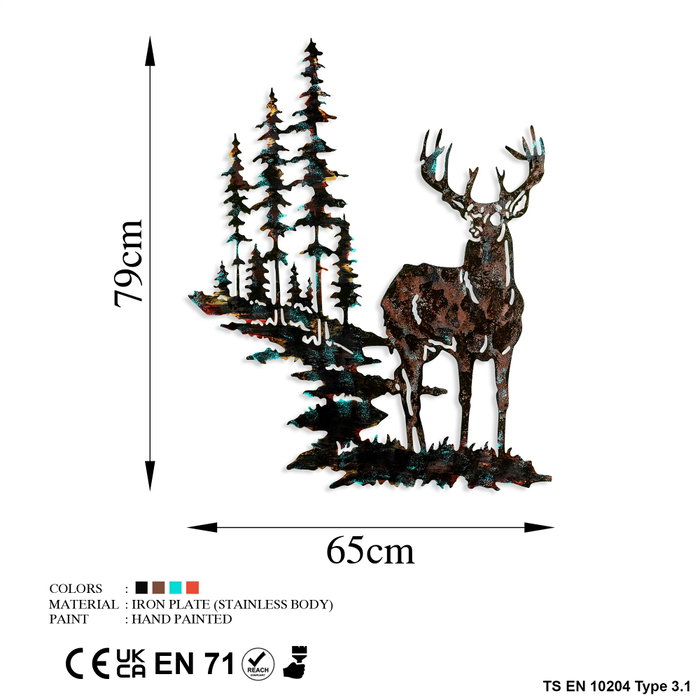 Wallity Deer Escultura de Pared de Metal Multicolor Wallity Deer Escultura de Pared de Metal Multicolor